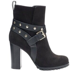 Apt. 9 Define Comfort Black Manager Boots Women Size 9 Studded Buckle Block Heel